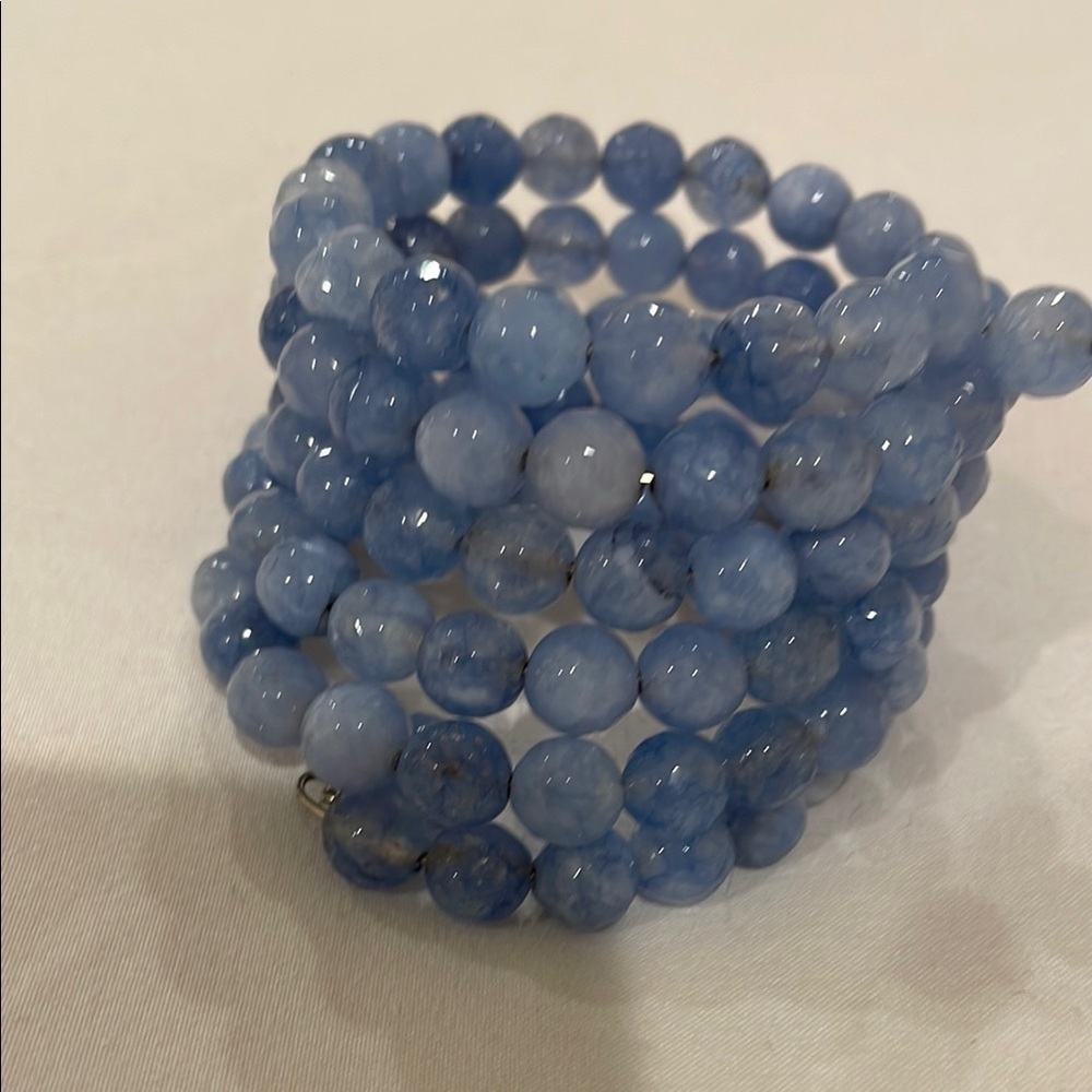 Blue Beaded Stretchy Bracelet
